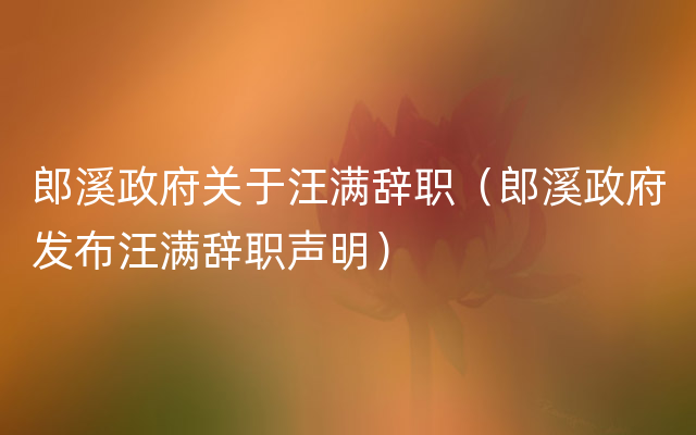 郎溪政府关于汪满辞职（郎溪政府发布汪满辞职声明）