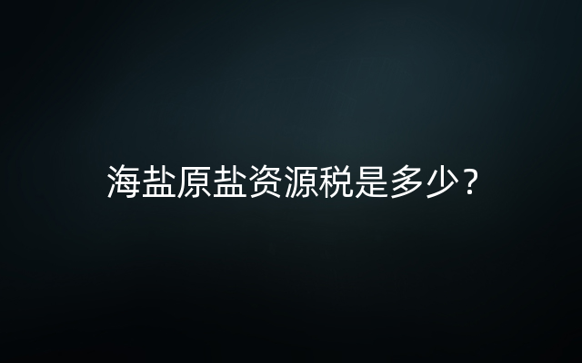 海盐原盐资源税是多少？