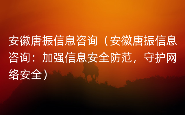 安徽唐振信息咨询（安徽唐振信息咨询：加强信息安全防范，守护网络安全）