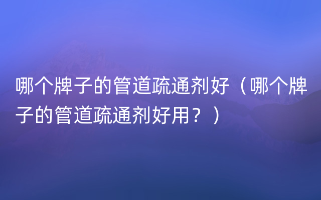 哪个牌子的管道疏通剂好（哪个牌子的管道疏通剂好用？）